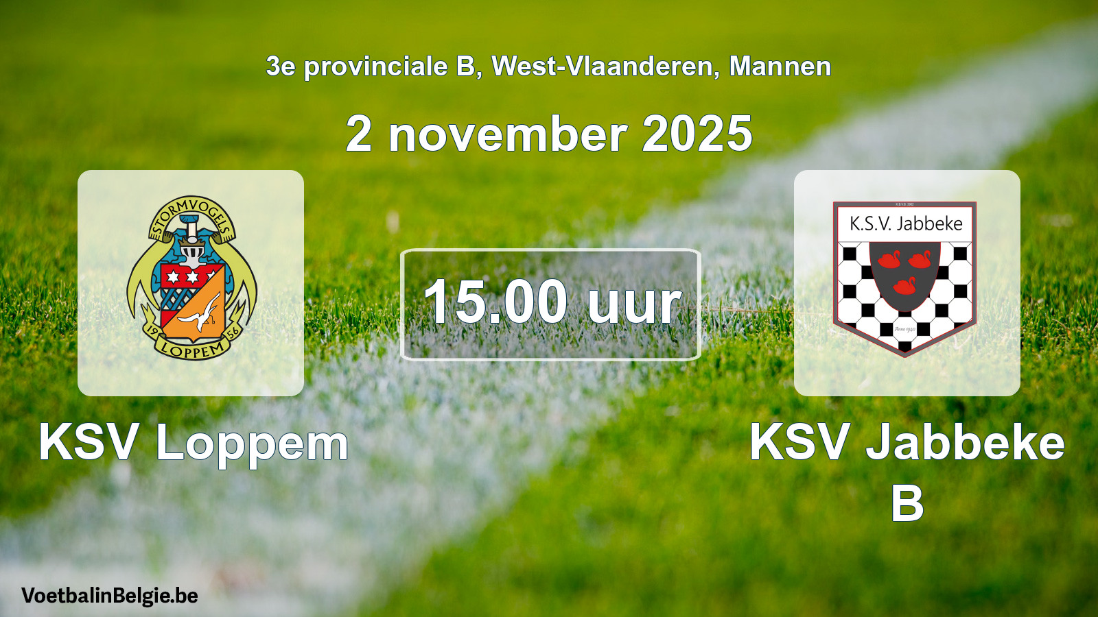 Scheduled match men football: KSV Loppem - KSV Jabbeke B (2 November 2025)