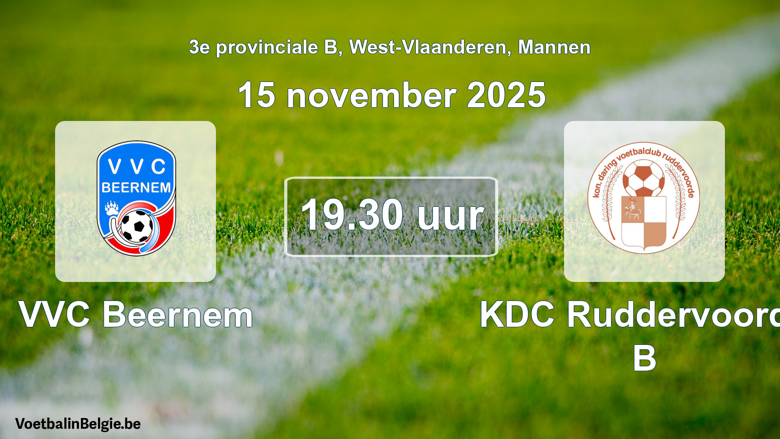 Scheduled match men football: VVC Beernem - KDC Ruddervoorde B (15 November 2025)