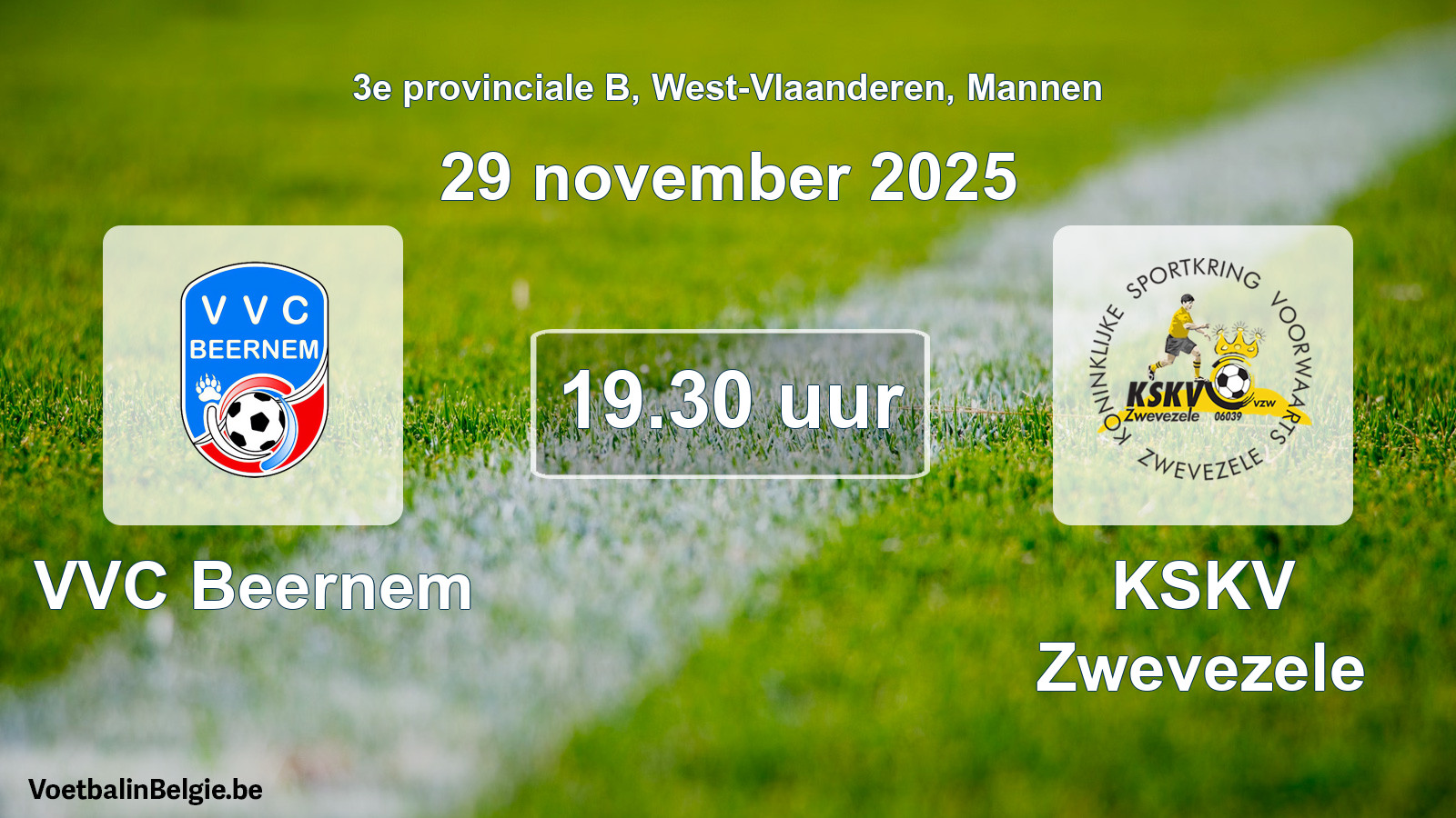 Scheduled match men football: VVC Beernem - KSKV Zwevezele (29 November 2025)