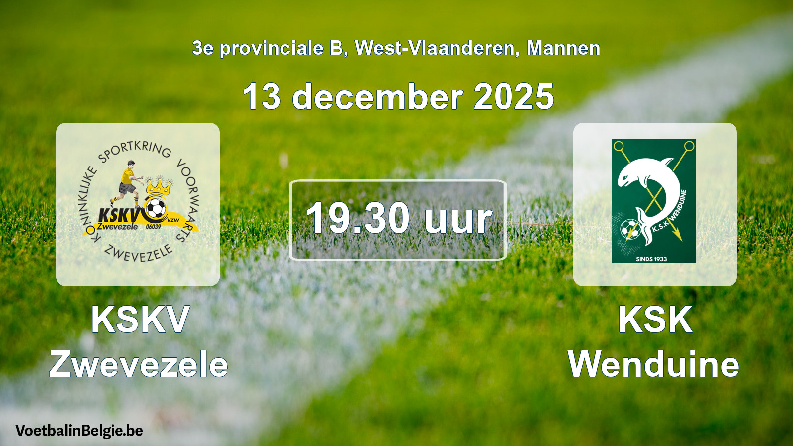 Scheduled match men football: KSKV Zwevezele - KSK Wenduine (13 December 2025)