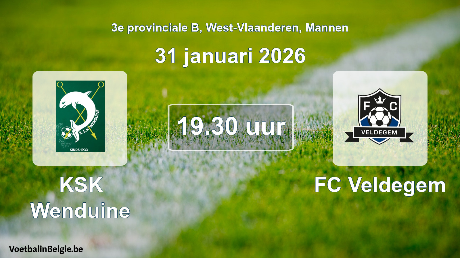 Scheduled match men football: KSK Wenduine - FC Veldegem (31 January 2026)