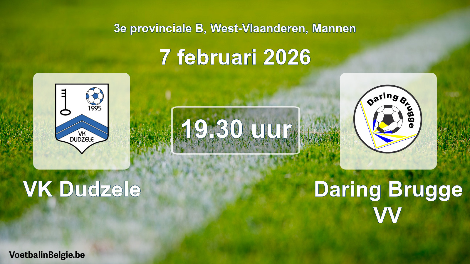 Scheduled match men football: VK Dudzele - Daring Brugge VV (7 February 2026)