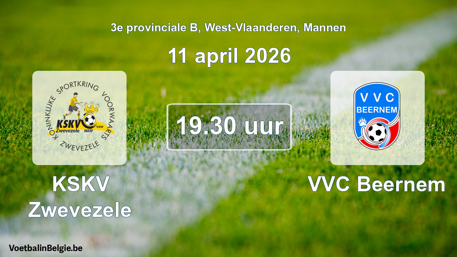 Scheduled match men football: KSKV Zwevezele - VVC Beernem (11 April 2026)