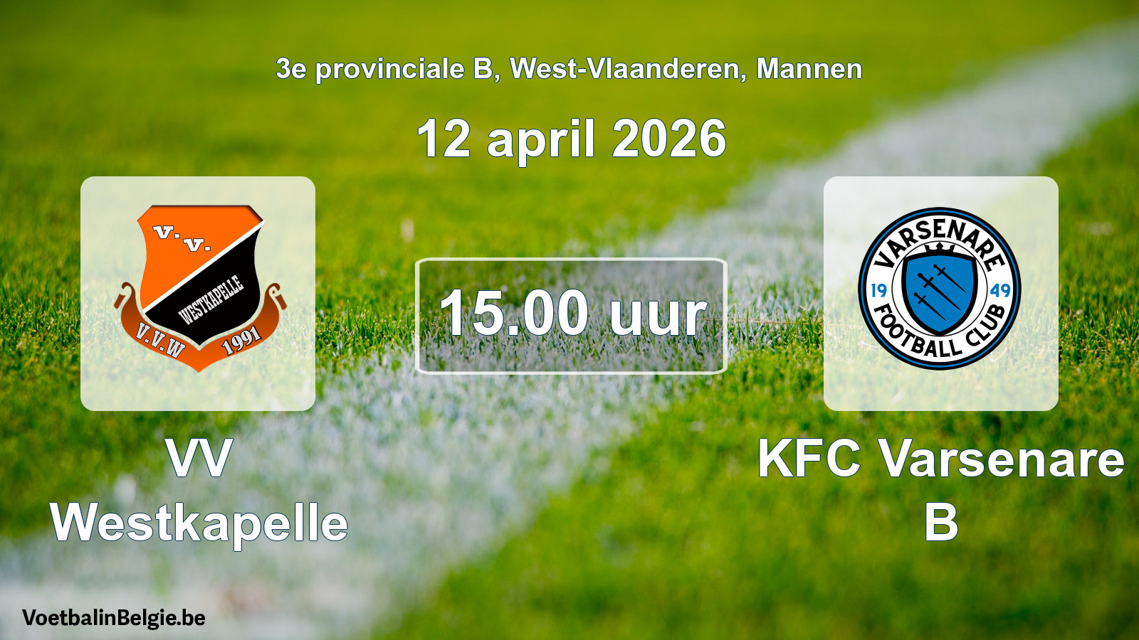 Scheduled match men football: VV Westkapelle - KFC Varsenare B (12 April 2026)
