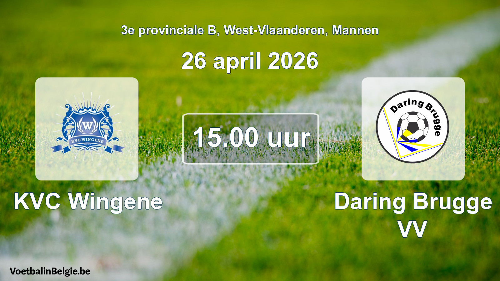 Scheduled match men football: KVC Wingene - Daring Brugge VV (26 April 2026)