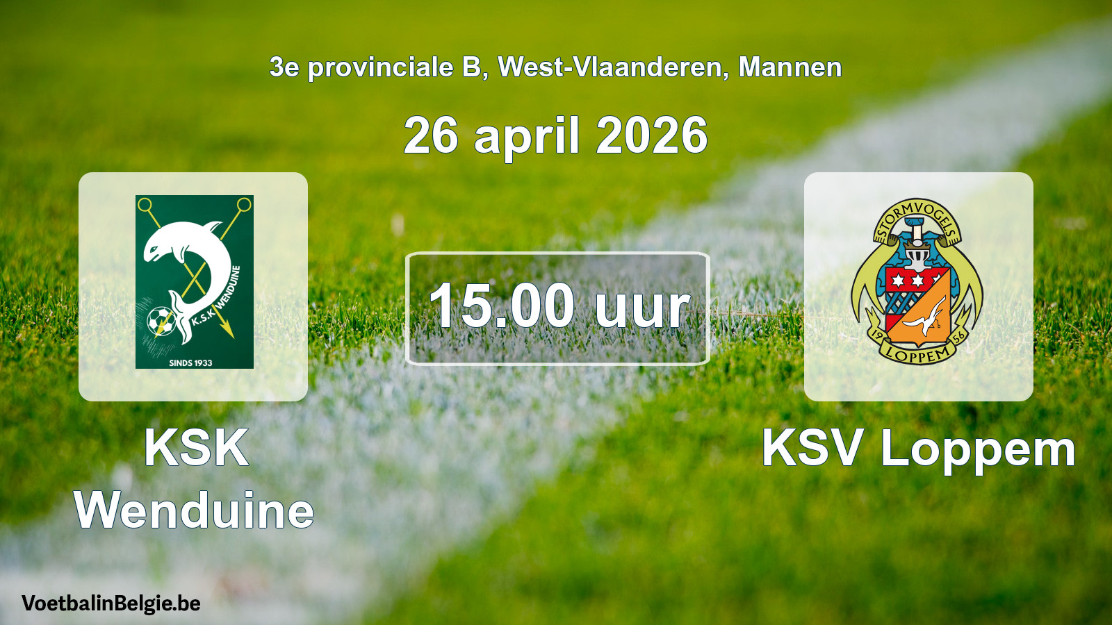 Scheduled match men football: KSK Wenduine - KSV Loppem (26 April 2026)