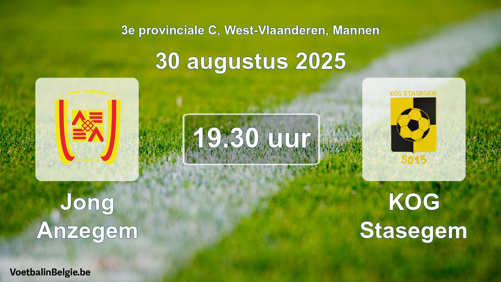 Scheduled match men football: Jong Anzegem - KOG Stasegem (30 August 2025)