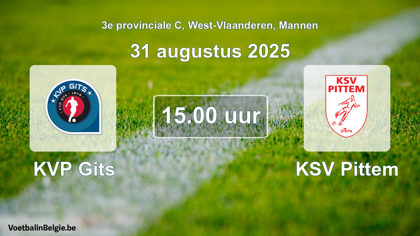 Scheduled match men football: KVP Gits - KSV Pittem (31 August 2025)