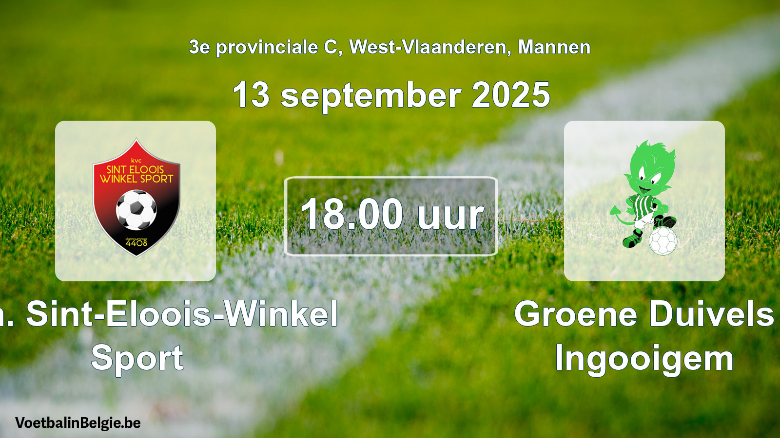 Geplande wedstrijd mannenvoetbal: Kon. Sint-Eloois-Winkel Sport - Groene Duivels Ingooigem (13 september 2025)