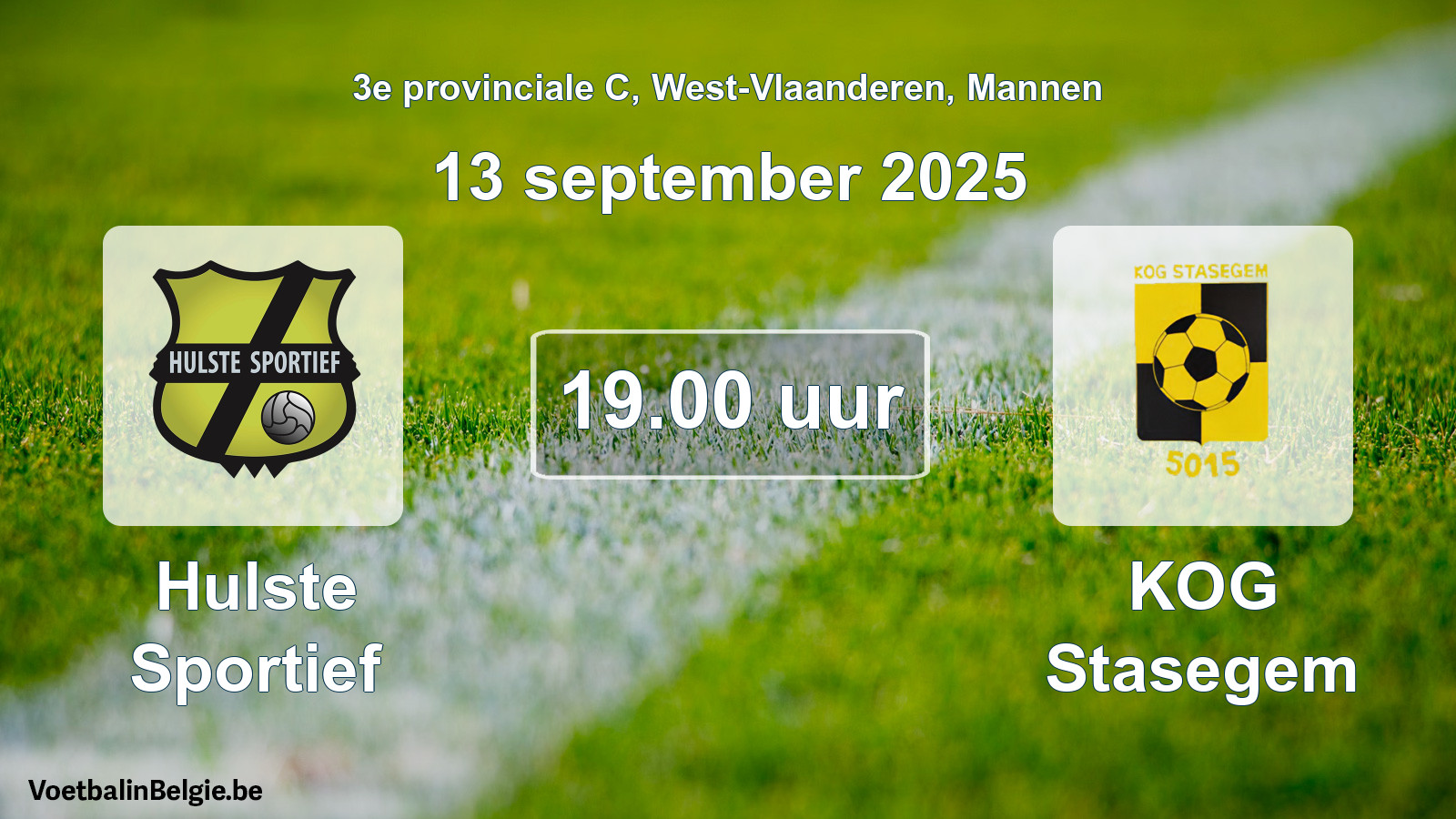 Geplande wedstrijd mannenvoetbal: Hulste Sportief - KOG Stasegem (13 september 2025)
