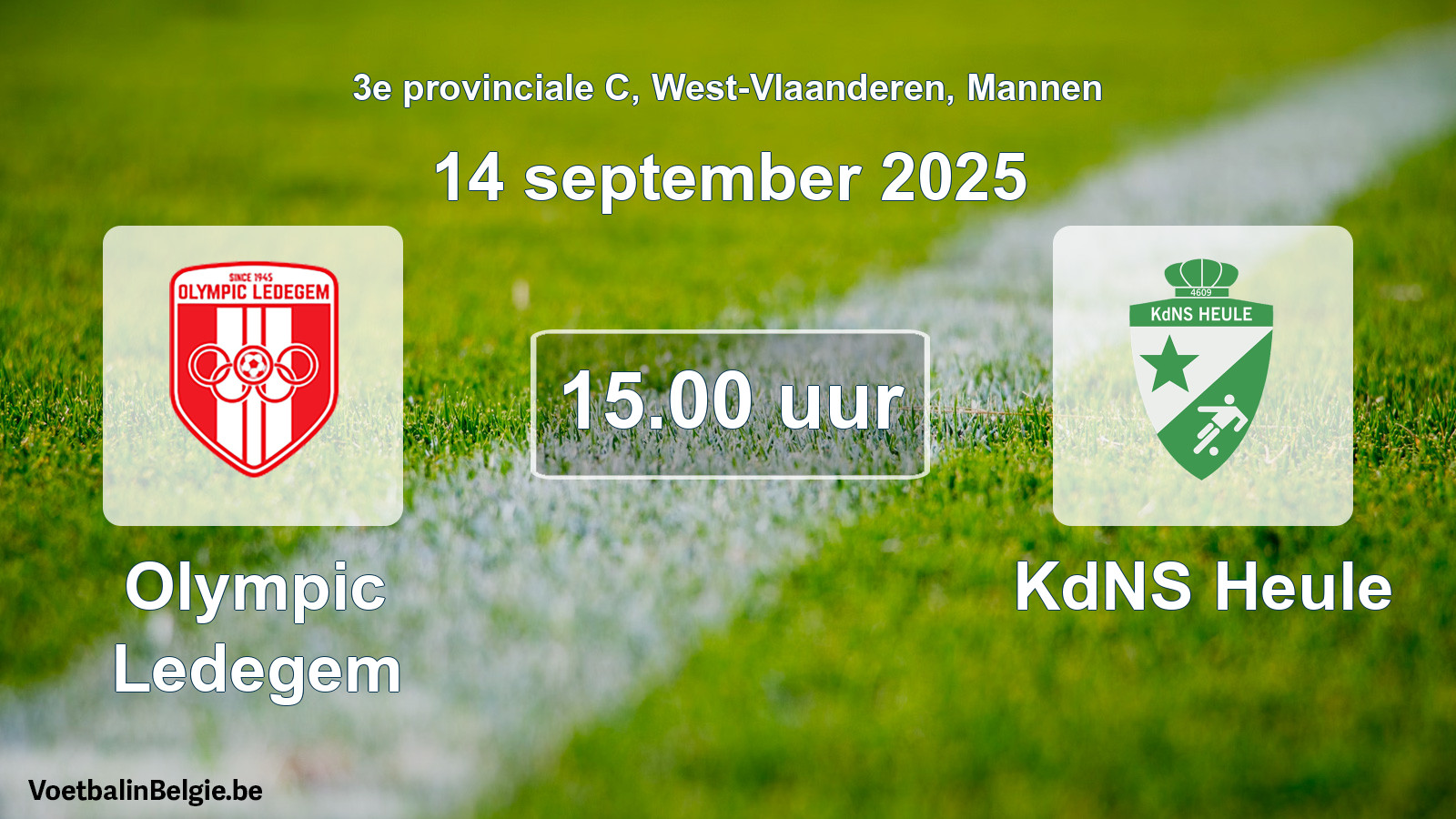 Scheduled match men football: Olympic Ledegem - KdNS Heule (14 September 2025)