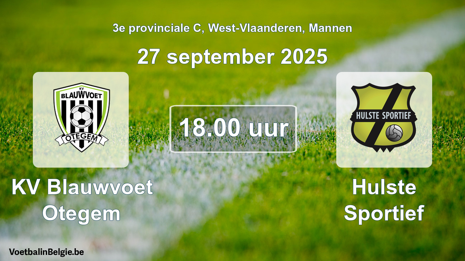 Geplantes Spiel männer-Fußball: KV Blauwvoet Otegem - Hulste Sportief (27 September 2025)