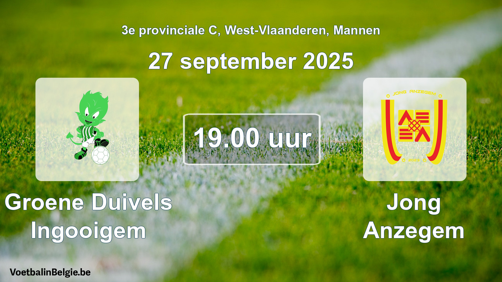 Scheduled match men football: Groene Duivels Ingooigem - Jong Anzegem (27 September 2025)