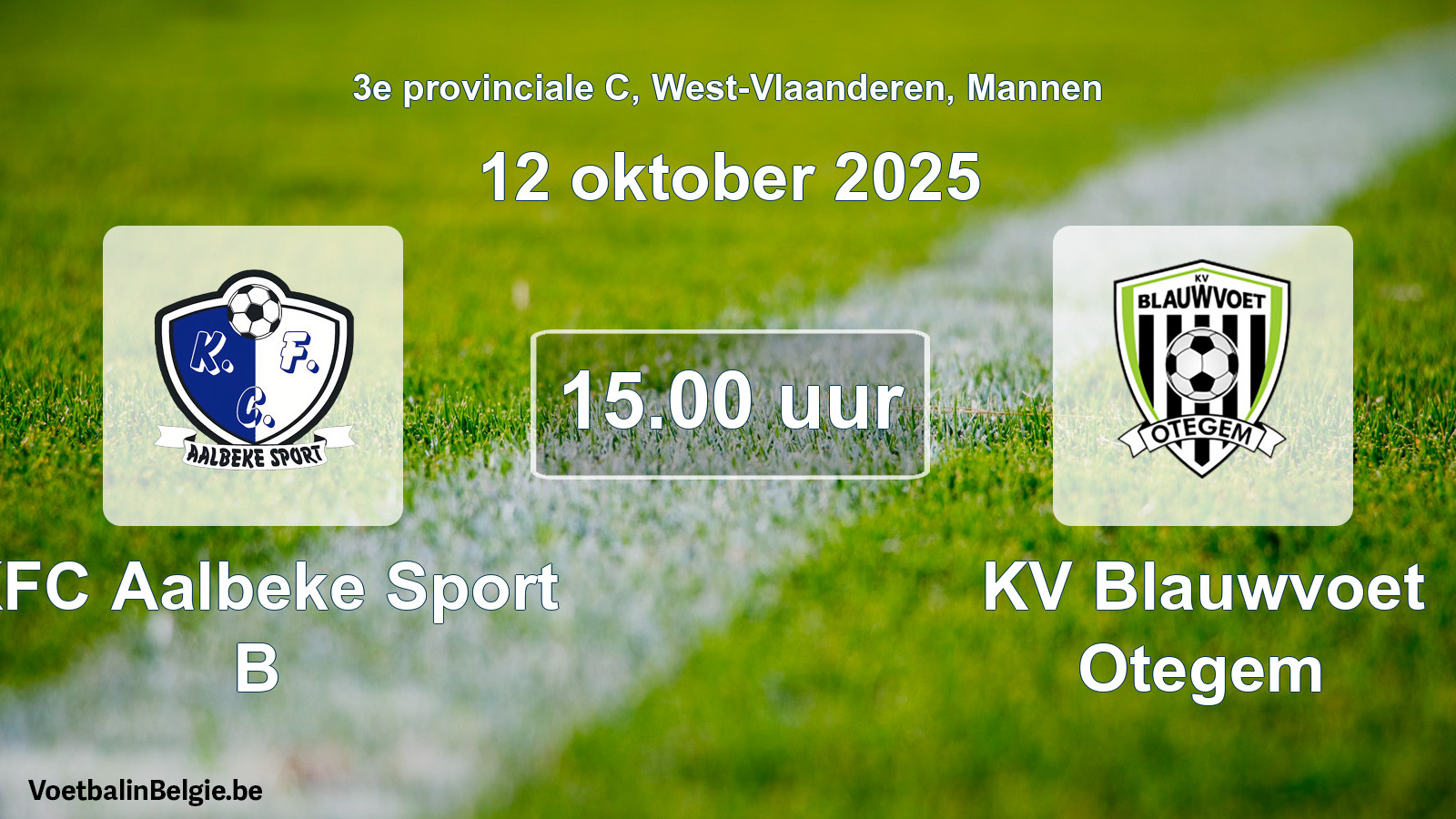 Geplande wedstrijd mannenvoetbal: KFC Aalbeke Sport B - KV Blauwvoet Otegem (12 oktober 2025)