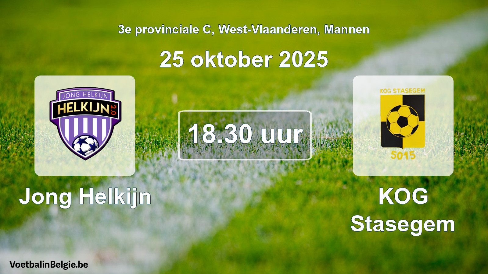 Geplande wedstrijd mannenvoetbal: Jong Helkijn - KOG Stasegem (25 oktober 2025)