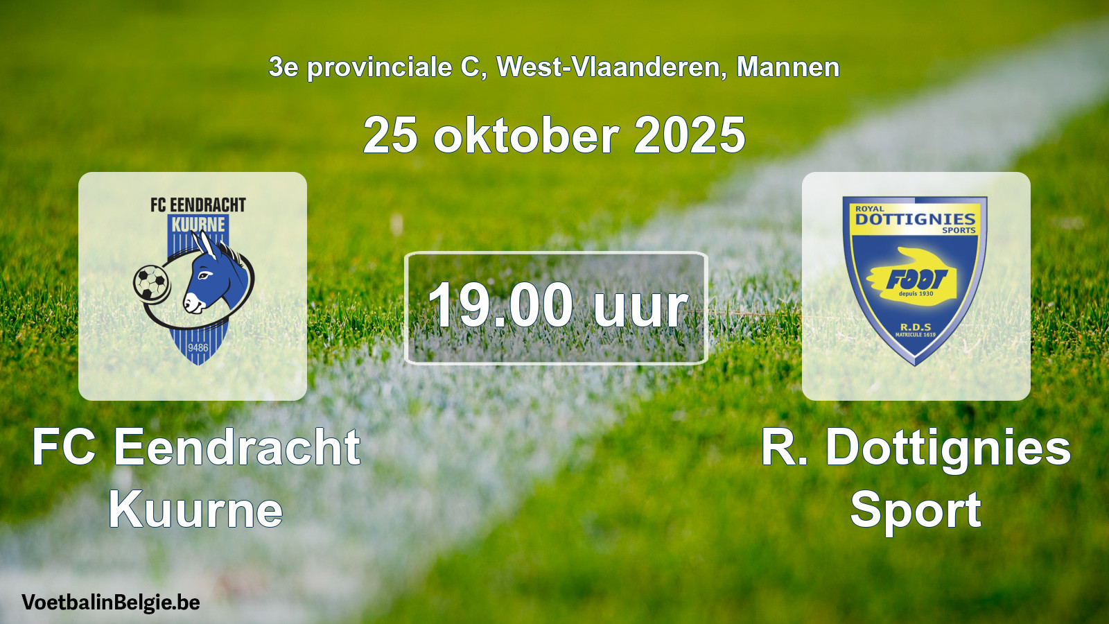 Geplande wedstrijd mannenvoetbal: FC Eendracht Kuurne - R. Dottignies Sport (25 oktober 2025)