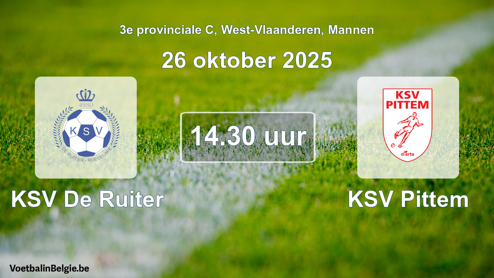 Geplantes Spiel männer-Fußball: KSV De Ruiter - KSV Pittem (26 Oktober 2025)