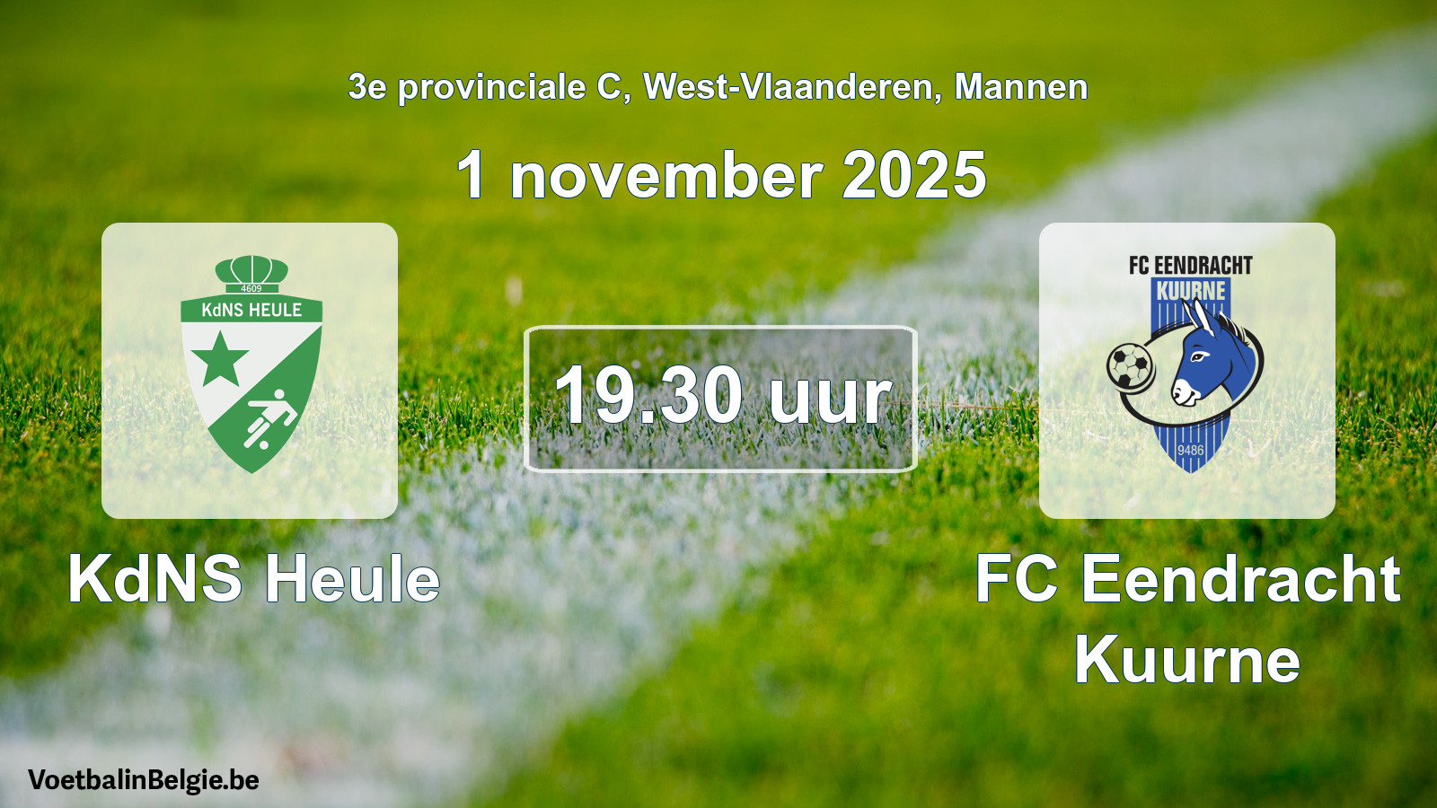 Scheduled match men football: KdNS Heule - FC Eendracht Kuurne (1 November 2025)