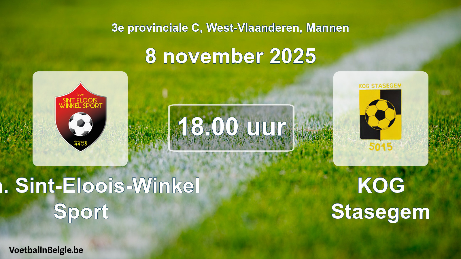 Scheduled match men football: Kon. Sint-Eloois-Winkel Sport - KOG Stasegem (8 November 2025)