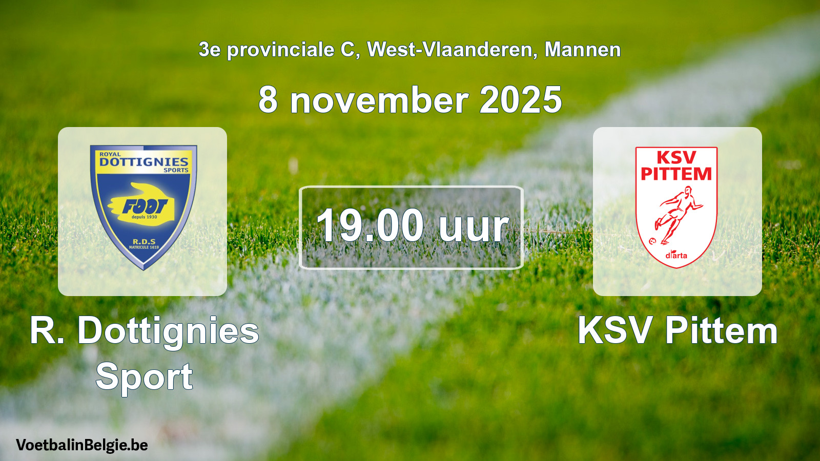 Geplande wedstrijd mannenvoetbal: R. Dottignies Sport - KSV Pittem (8 november 2025)