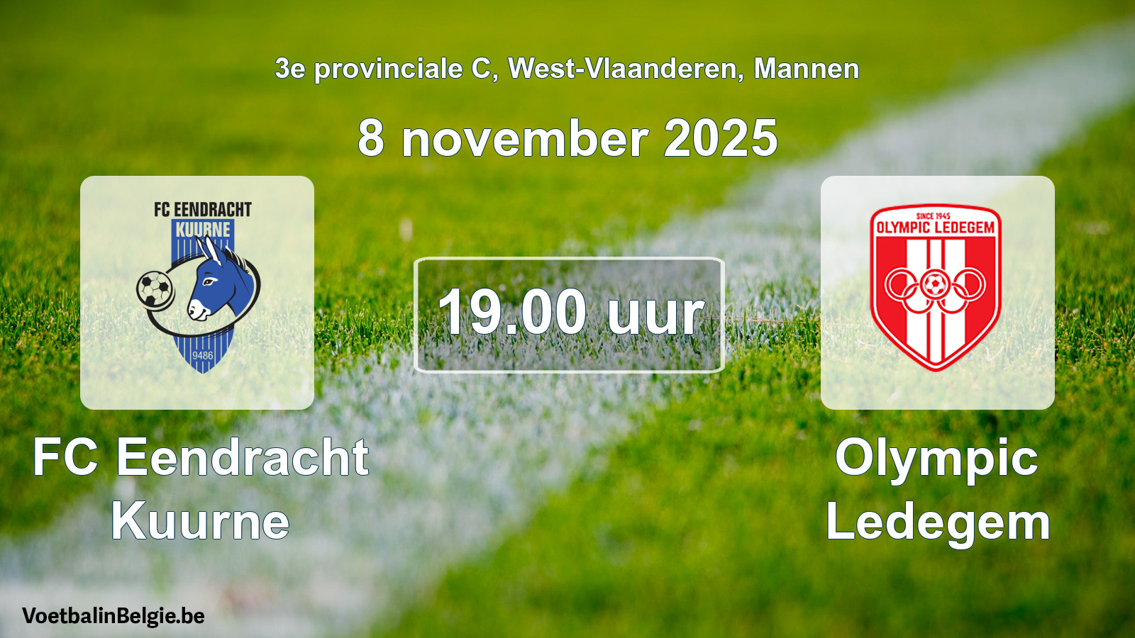 Scheduled match men football: FC Eendracht Kuurne - Olympic Ledegem (8 November 2025)