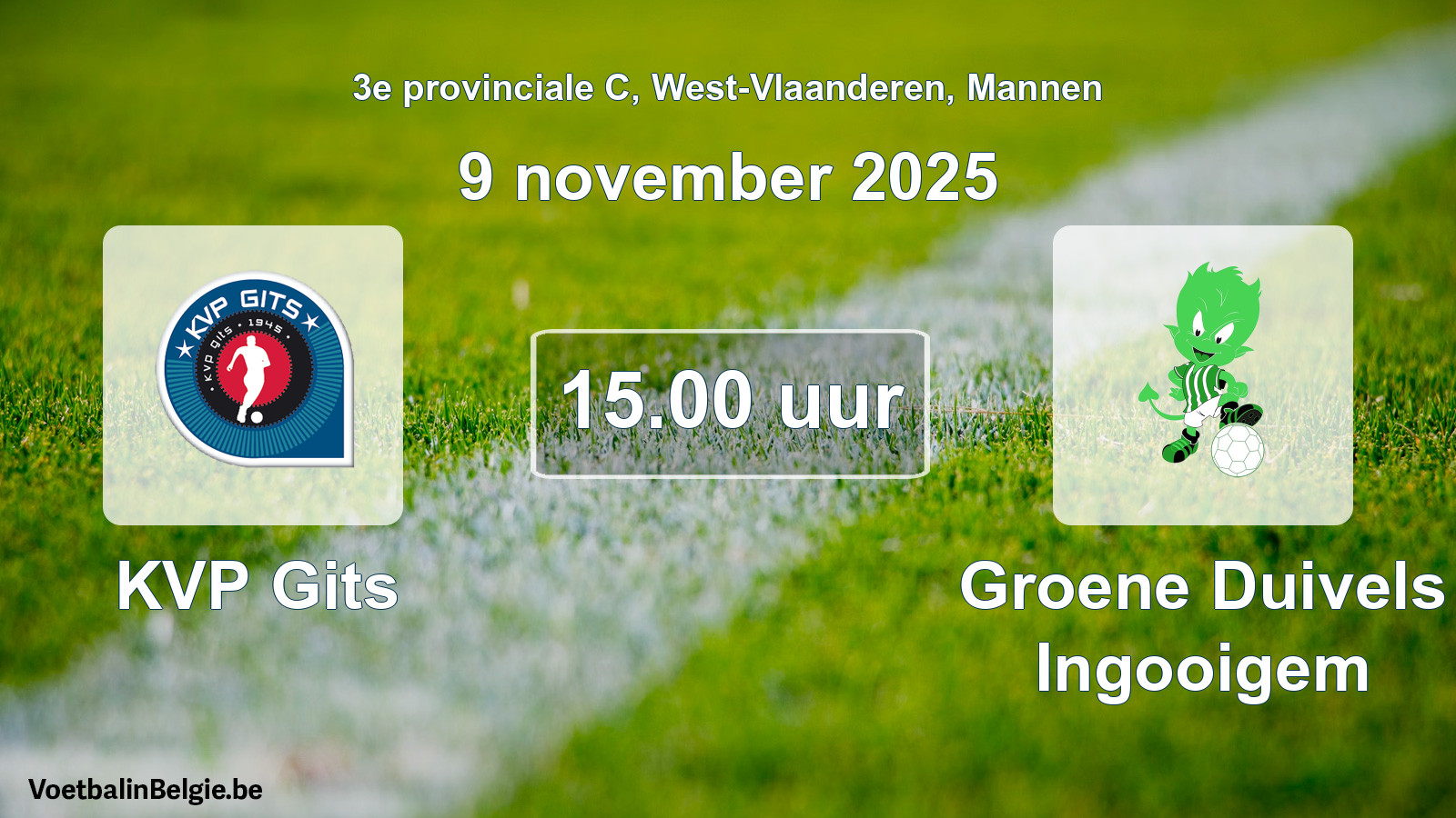 Scheduled match men football: KVP Gits - Groene Duivels Ingooigem (9 November 2025)