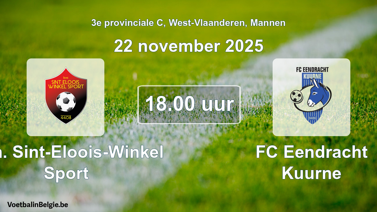 Geplantes Spiel männer-Fußball: Kon. Sint-Eloois-Winkel Sport - FC Eendracht Kuurne (22 November 2025)