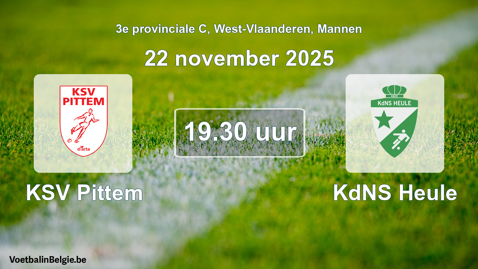 Scheduled match men football: KSV Pittem - KdNS Heule (22 November 2025)