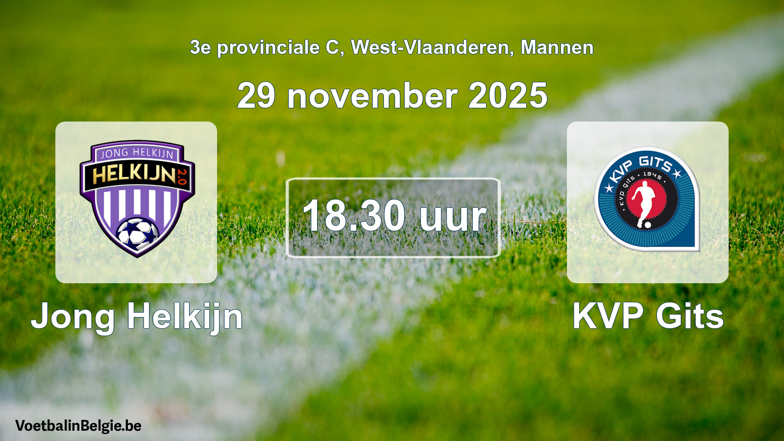 Scheduled match men football: Jong Helkijn - KVP Gits (29 November 2025)