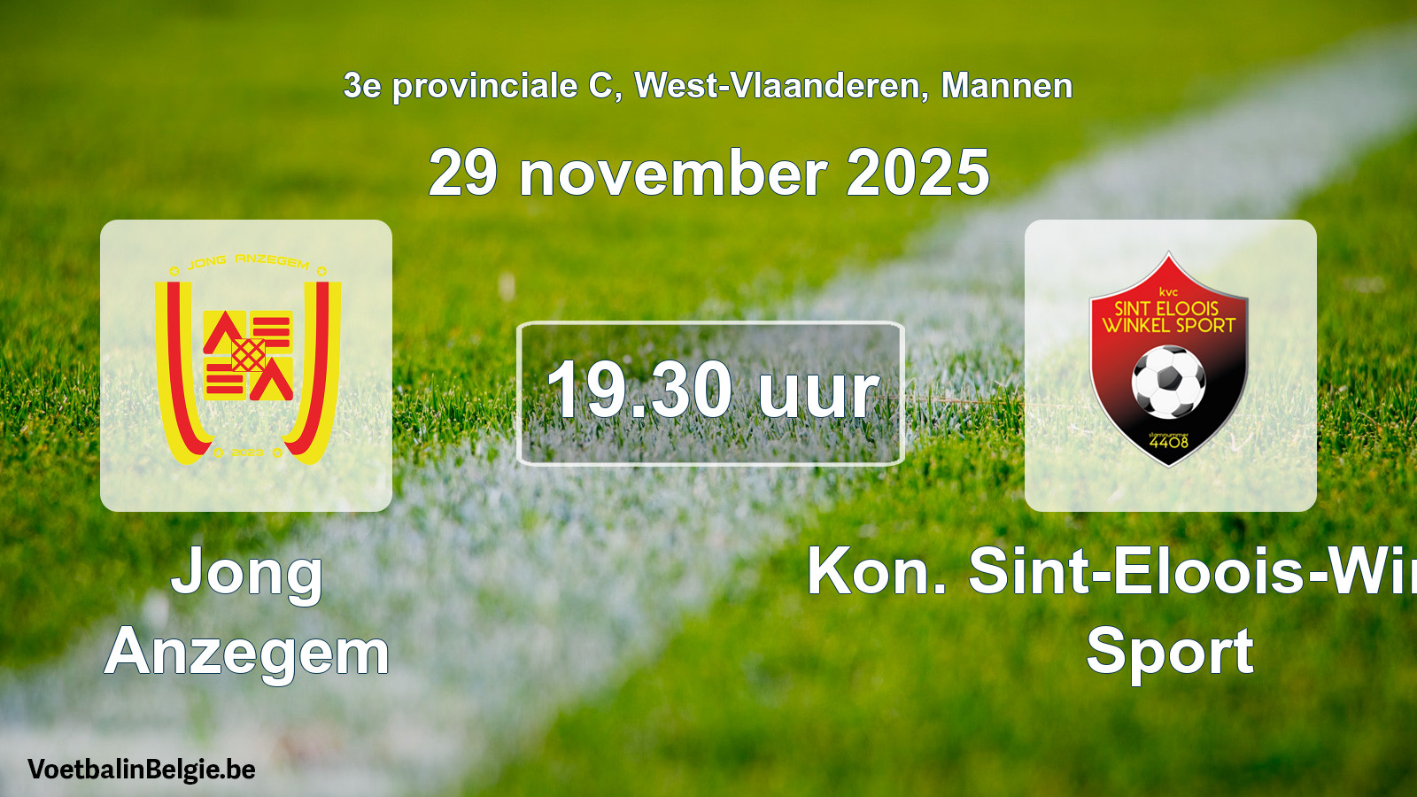 Scheduled match men football: Jong Anzegem - Kon. Sint-Eloois-Winkel Sport (29 November 2025)