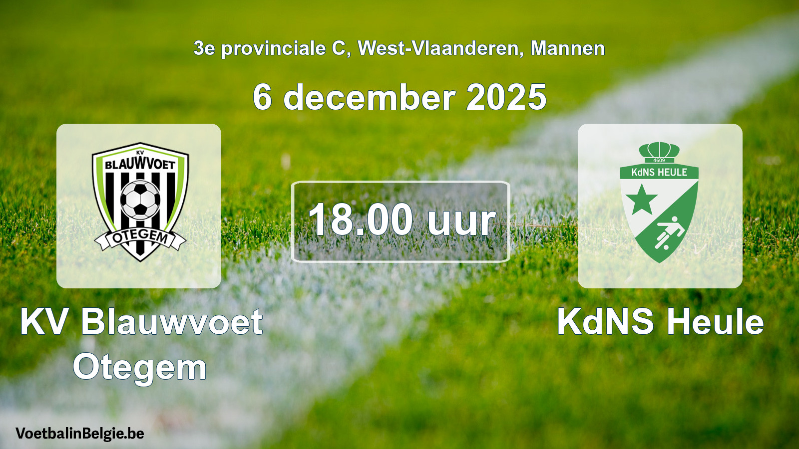 Scheduled match men football: KV Blauwvoet Otegem - KdNS Heule (6 December 2025)
