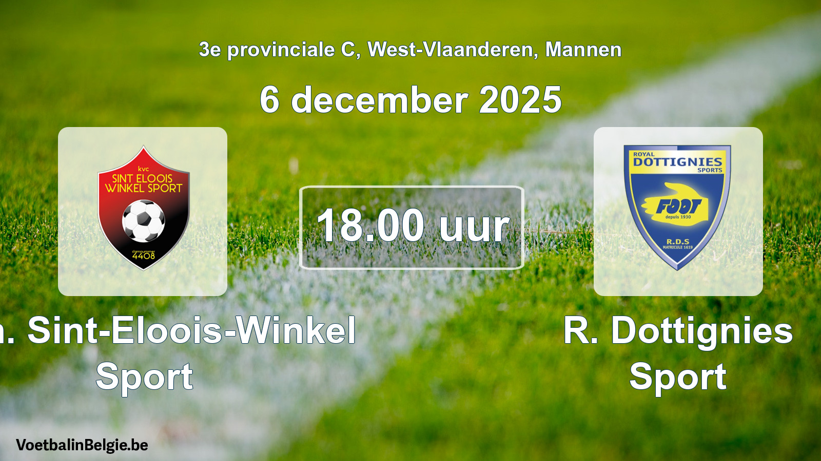 Geplande wedstrijd mannenvoetbal: Kon. Sint-Eloois-Winkel Sport - R. Dottignies Sport (6 december 2025)