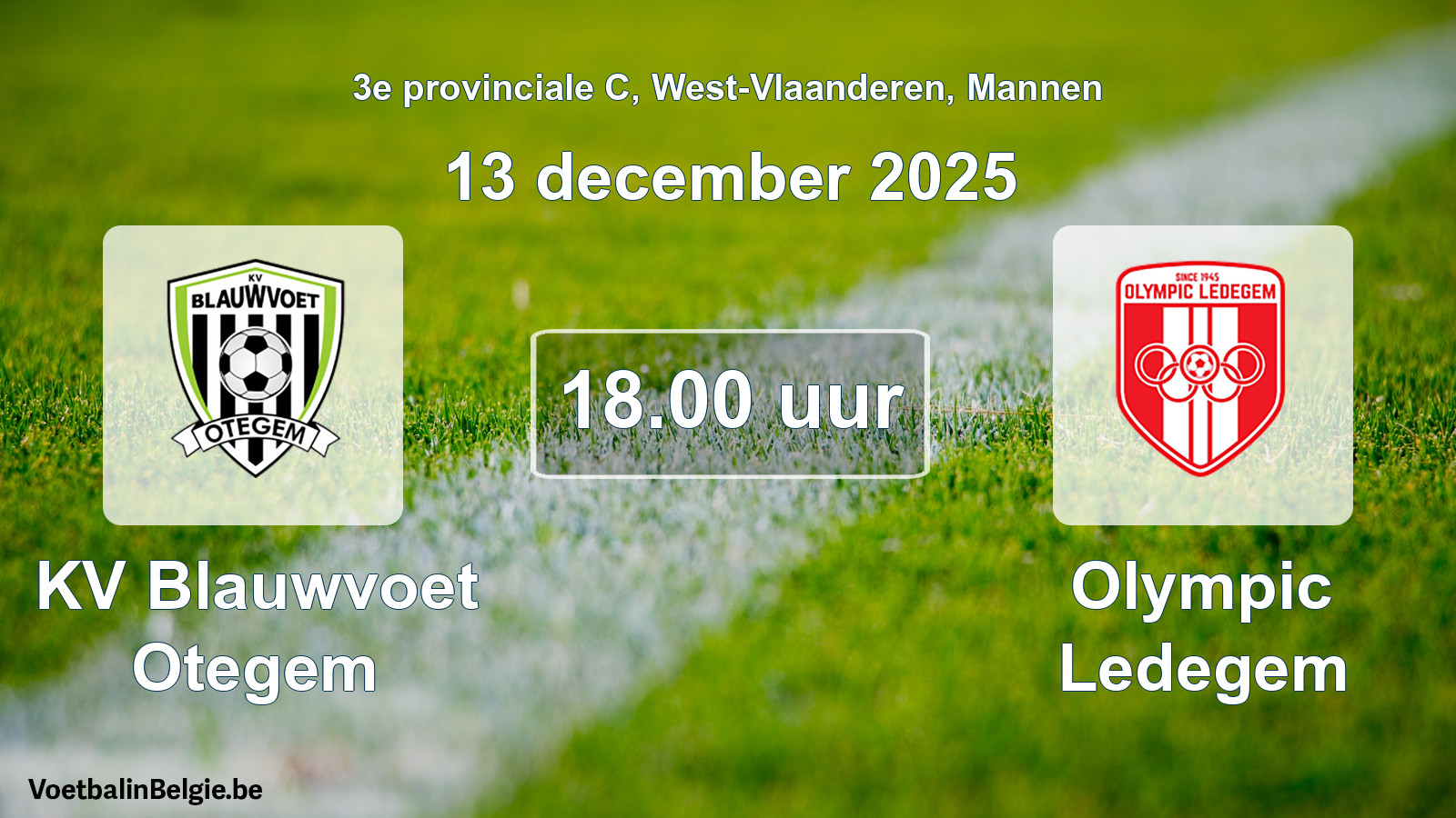 Scheduled match men football: KV Blauwvoet Otegem - Olympic Ledegem (13 December 2025)