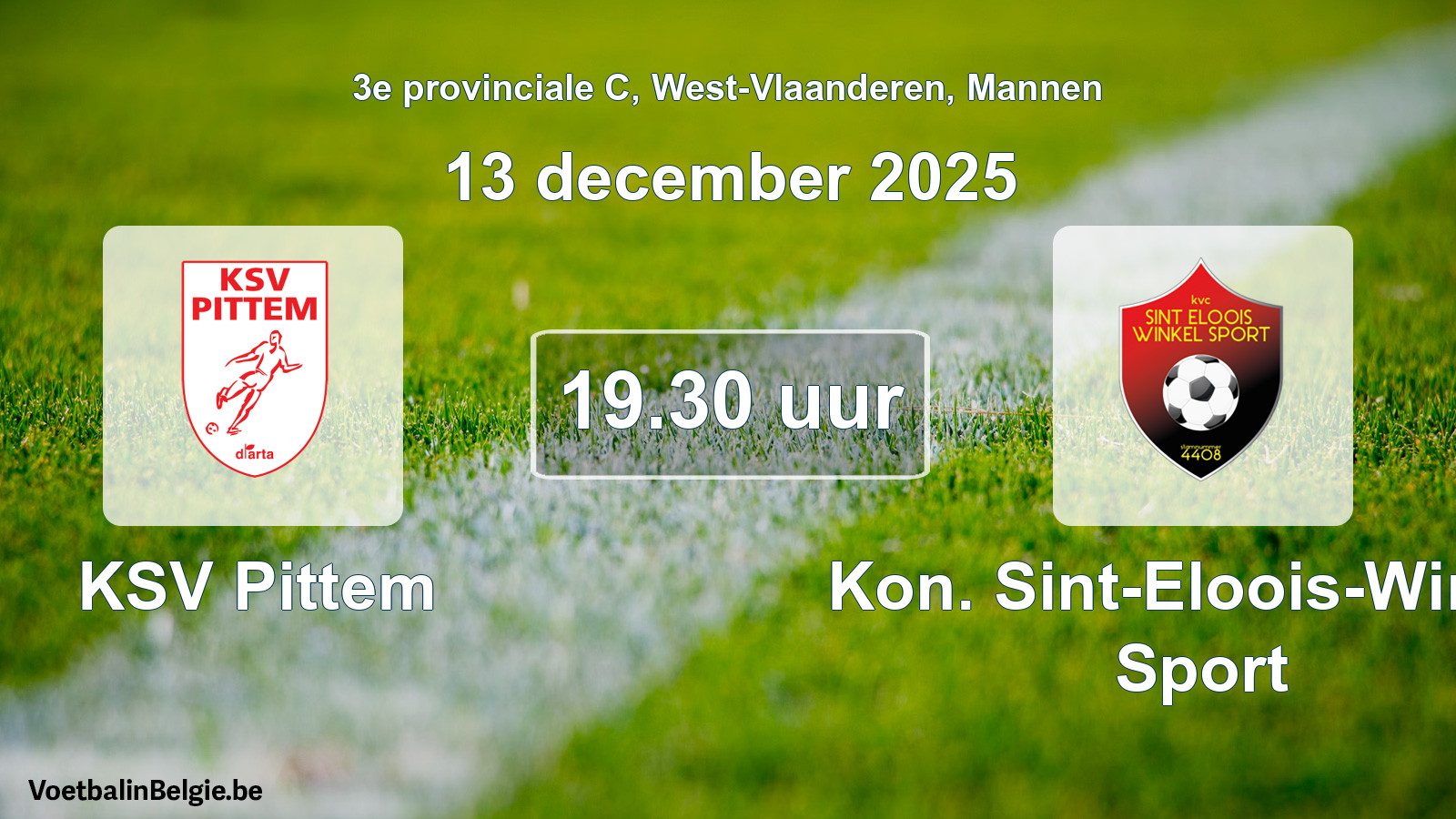 Geplantes Spiel männer-Fußball: KSV Pittem - Kon. Sint-Eloois-Winkel Sport (13 Dezember 2025)