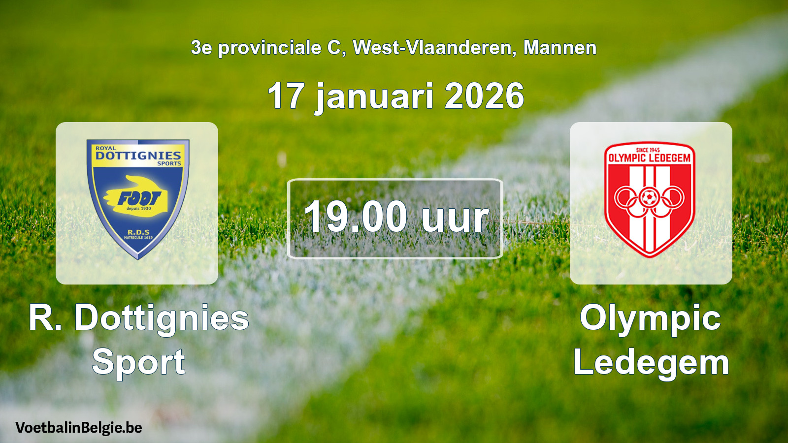 Scheduled match men football: R. Dottignies Sport - Olympic Ledegem (17 January 2026)