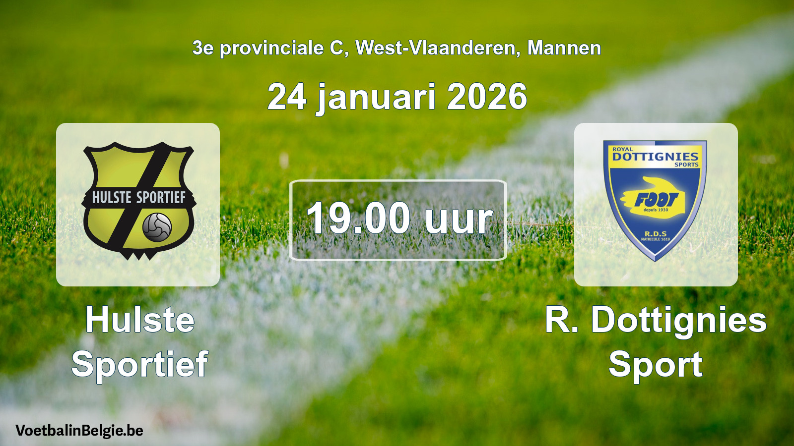Geplande wedstrijd mannenvoetbal: Hulste Sportief - R. Dottignies Sport (24 januari 2026)