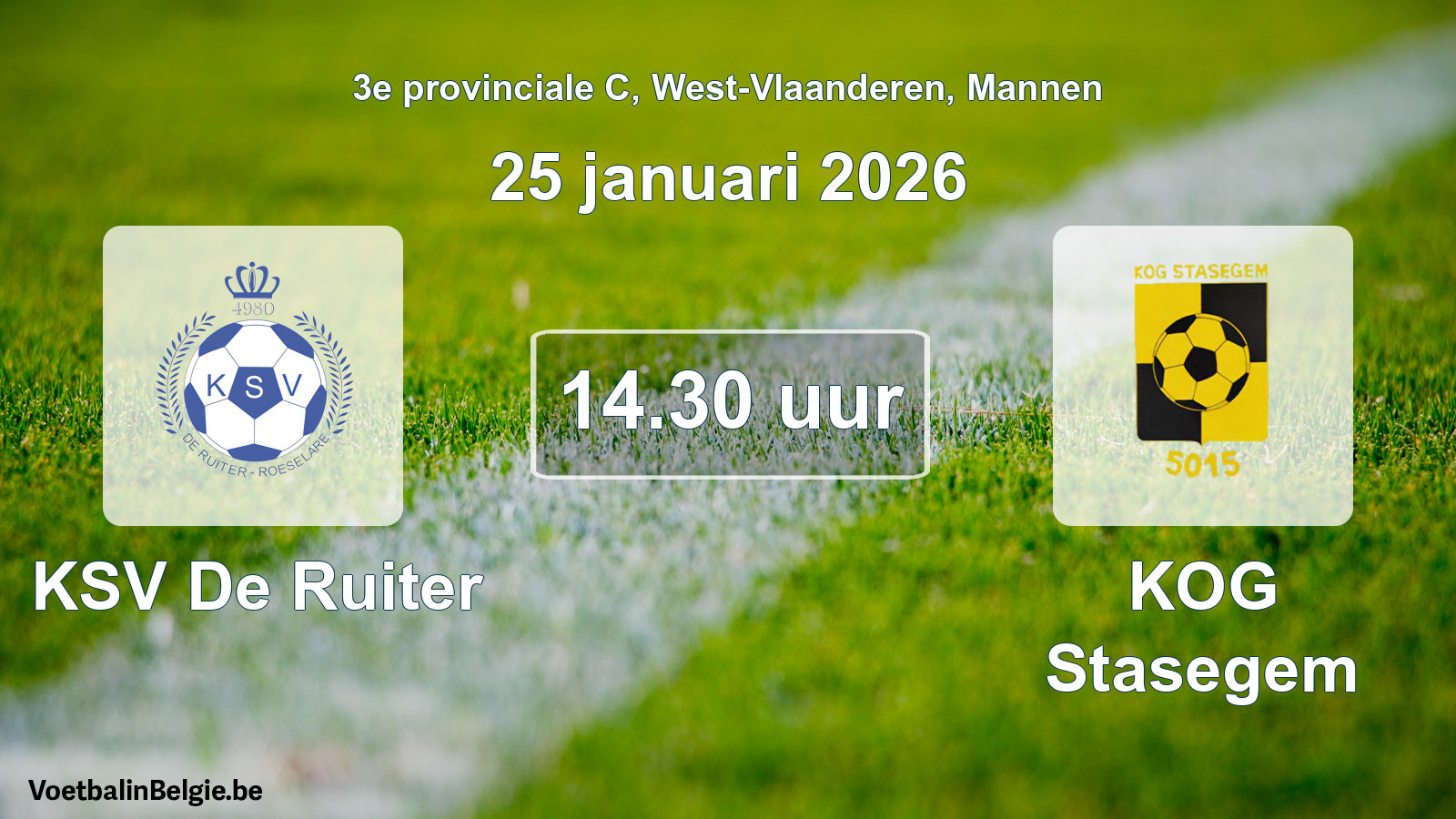 Scheduled match men football: KSV De Ruiter - KOG Stasegem (25 January 2026)