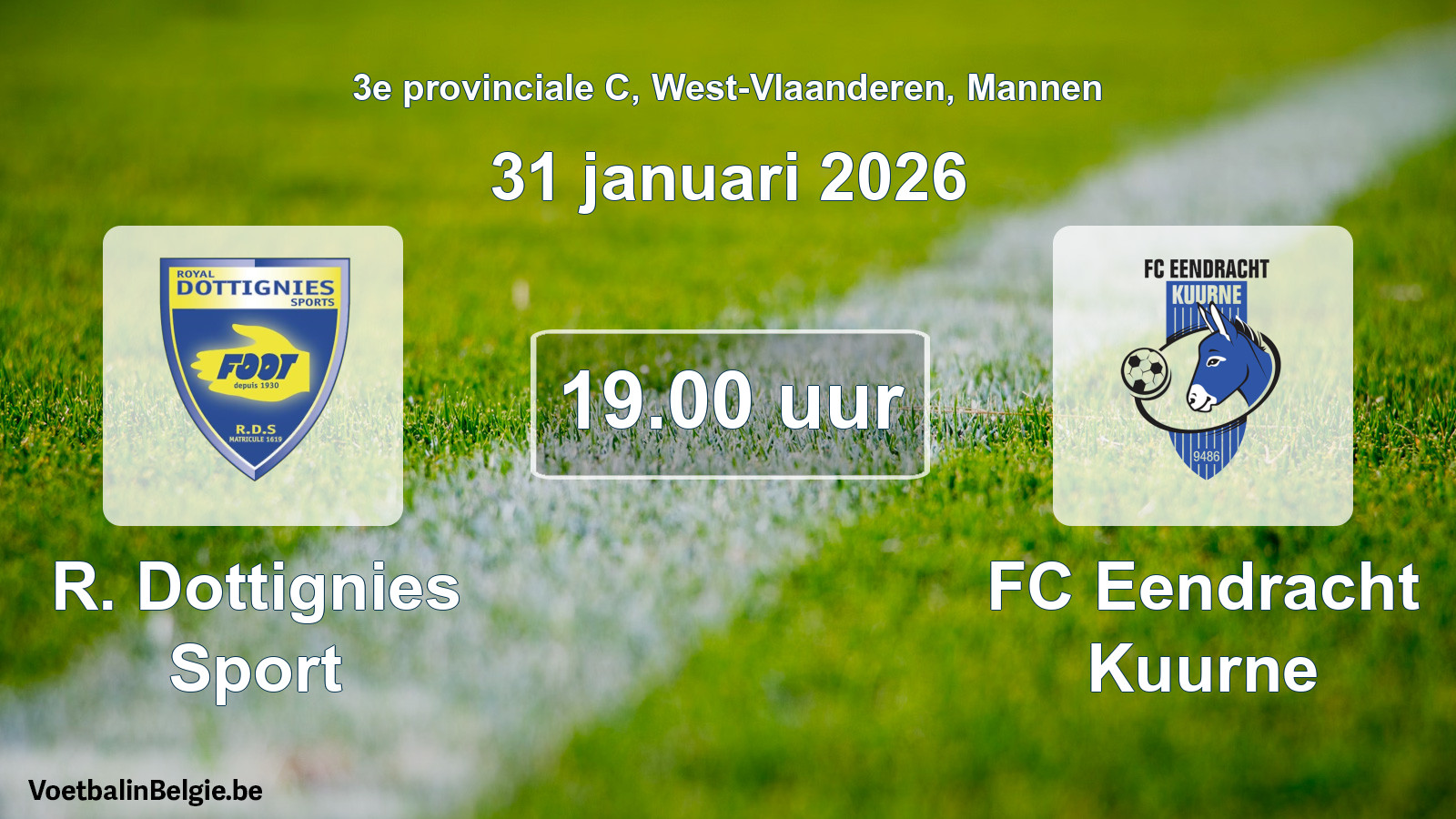 Scheduled match men football: R. Dottignies Sport - FC Eendracht Kuurne (31 January 2026)