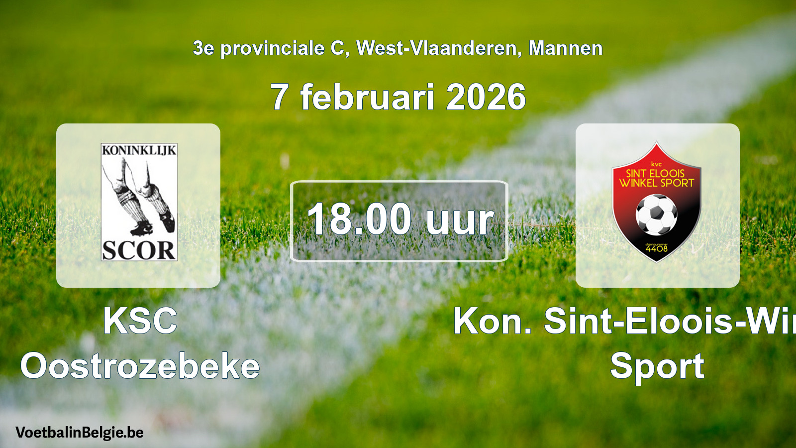 Scheduled match men football: KSC Oostrozebeke - Kon. Sint-Eloois-Winkel Sport (7 February 2026)