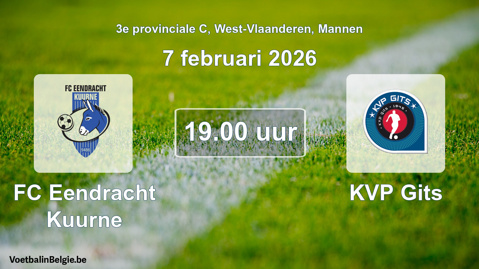 Scheduled match men football: FC Eendracht Kuurne - KVP Gits (7 February 2026)