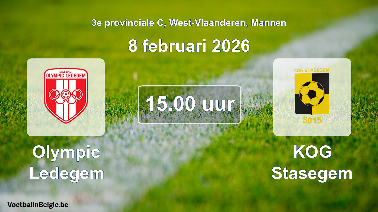 Scheduled match men football: Olympic Ledegem - KOG Stasegem (8 February 2026)