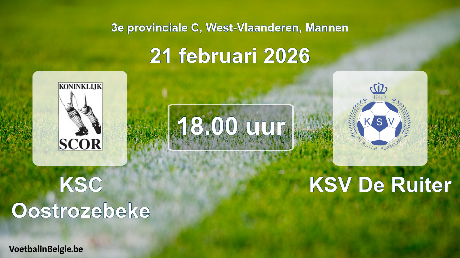 Scheduled match men football: KSC Oostrozebeke - KSV De Ruiter (21 February 2026)
