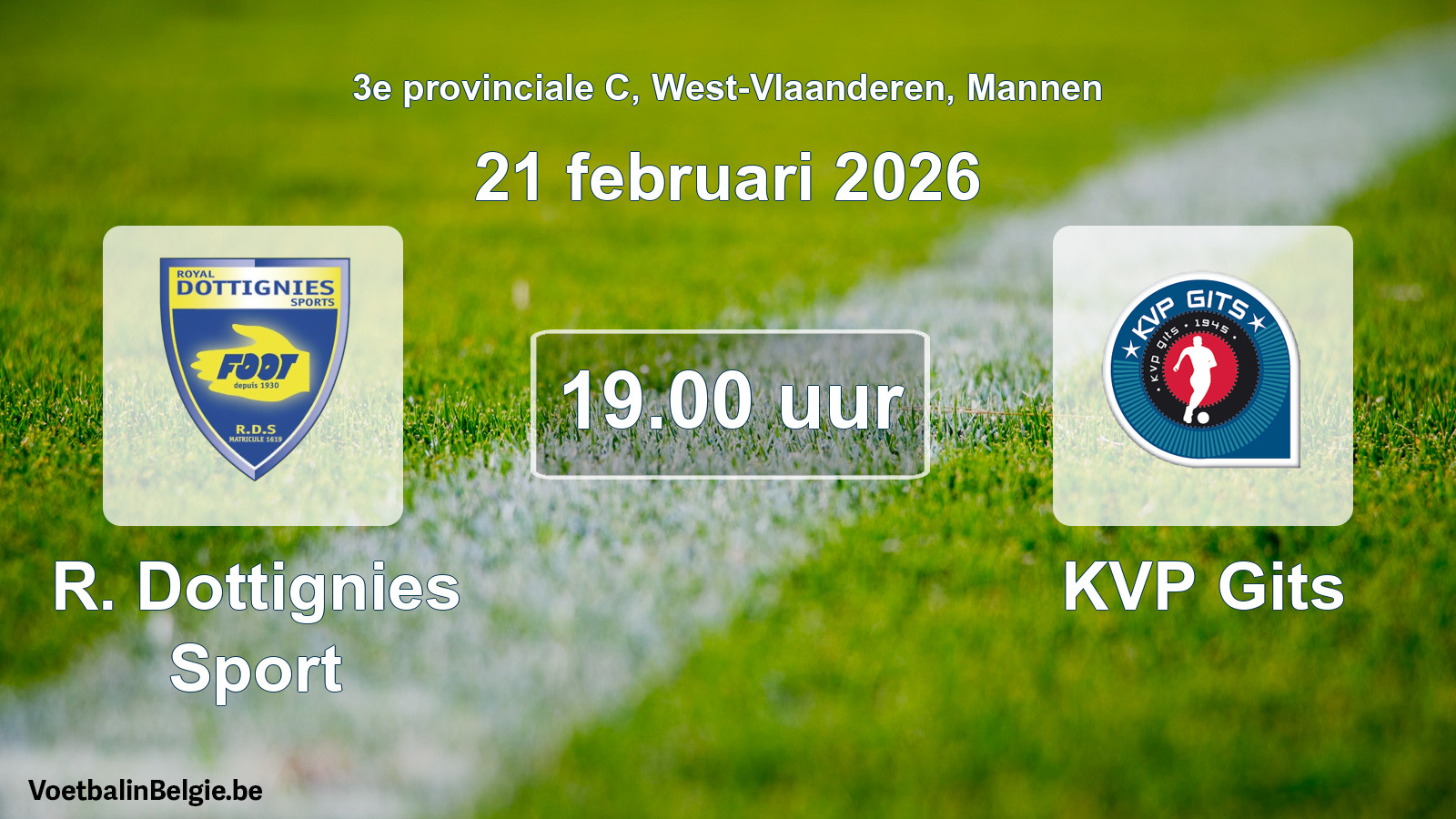 Scheduled match men football: R. Dottignies Sport - KVP Gits (21 February 2026)