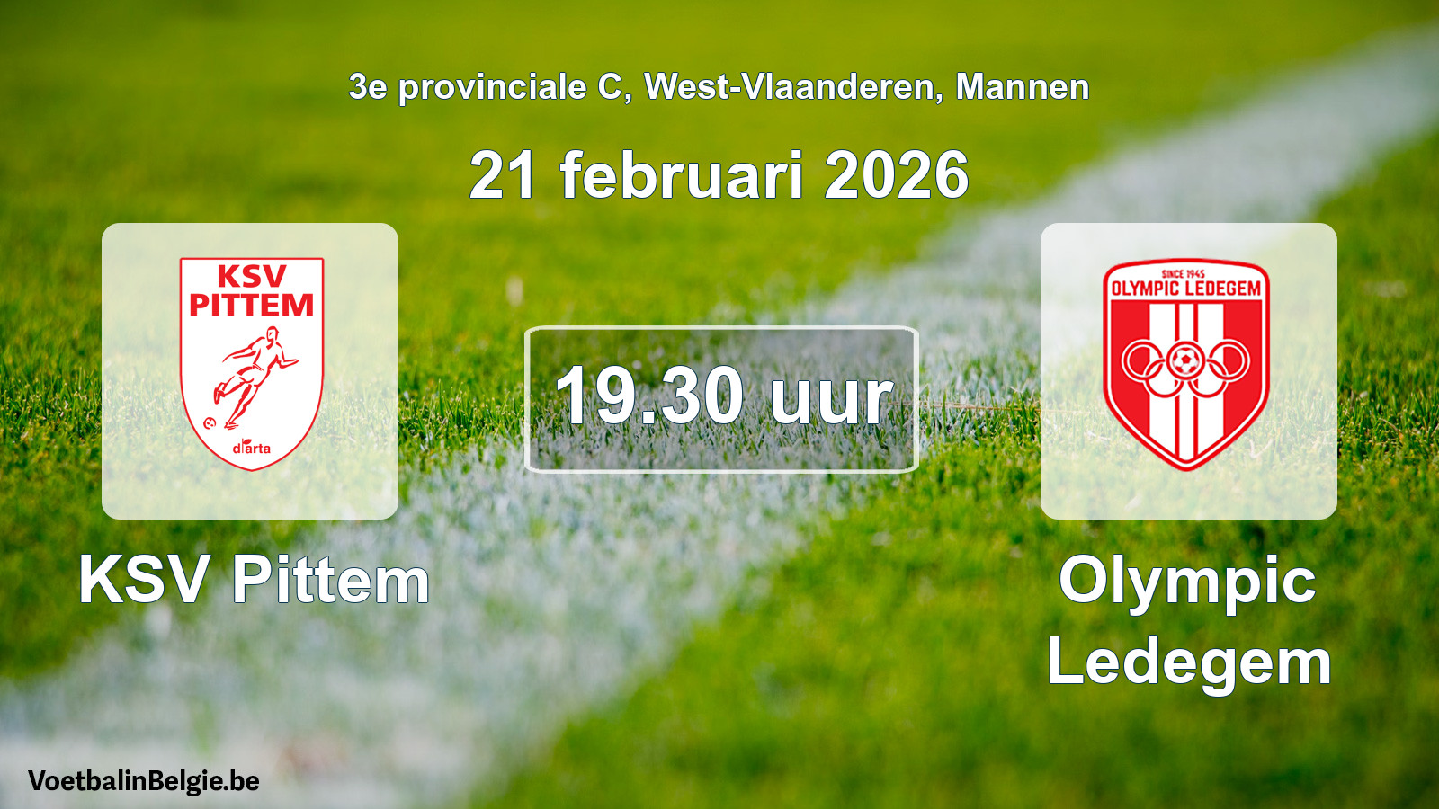 Scheduled match men football: KSV Pittem - Olympic Ledegem (21 February 2026)