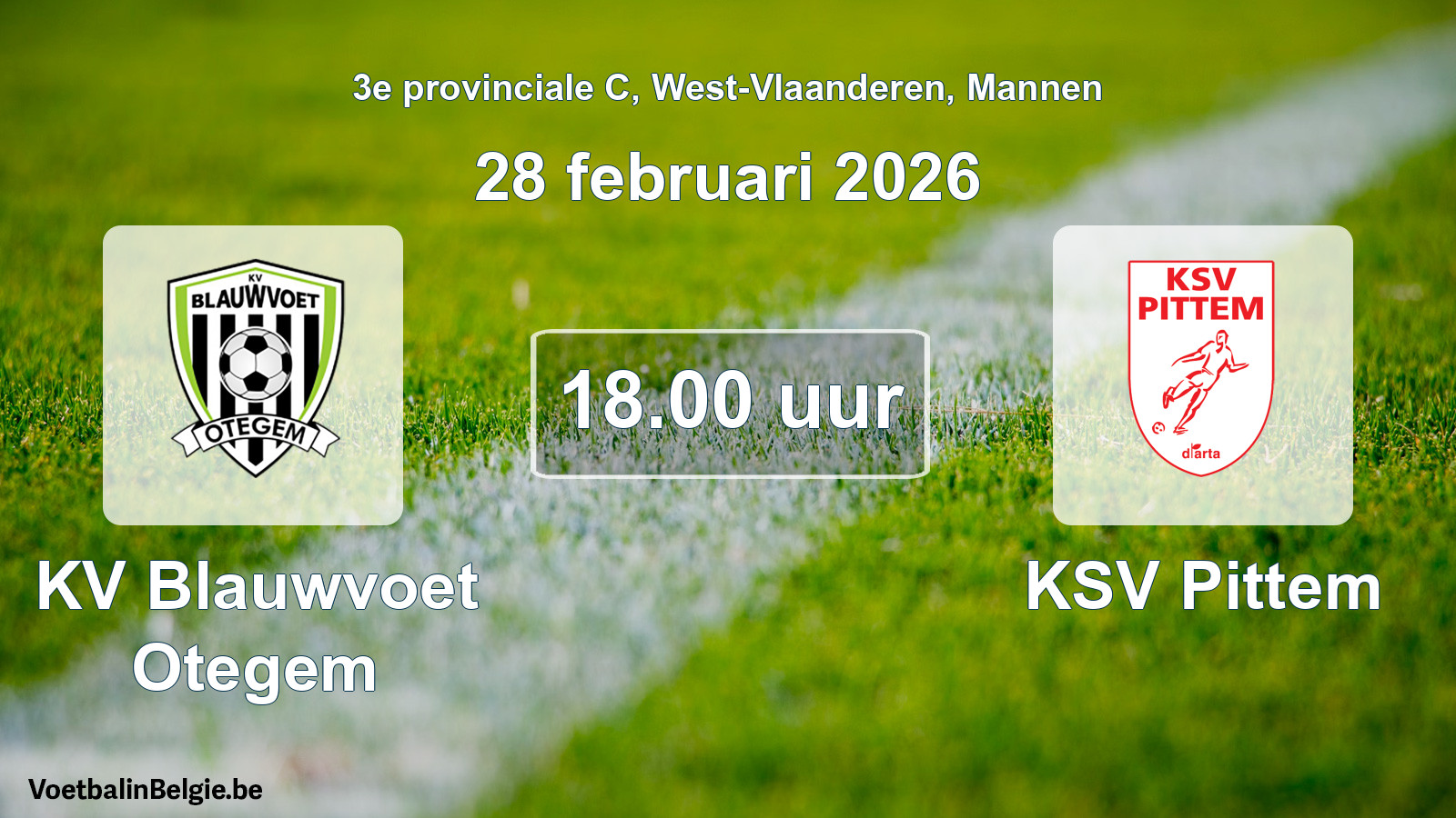 Scheduled match men football: KV Blauwvoet Otegem - KSV Pittem (28 February 2026)
