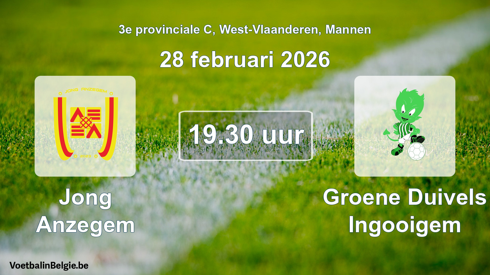 Scheduled match men football: Jong Anzegem - Groene Duivels Ingooigem (28 February 2026)