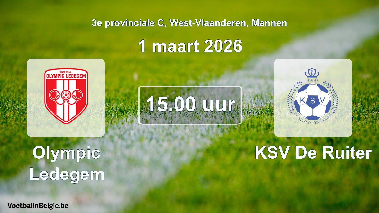 Scheduled match men football: Olympic Ledegem - KSV De Ruiter (1 March 2026)