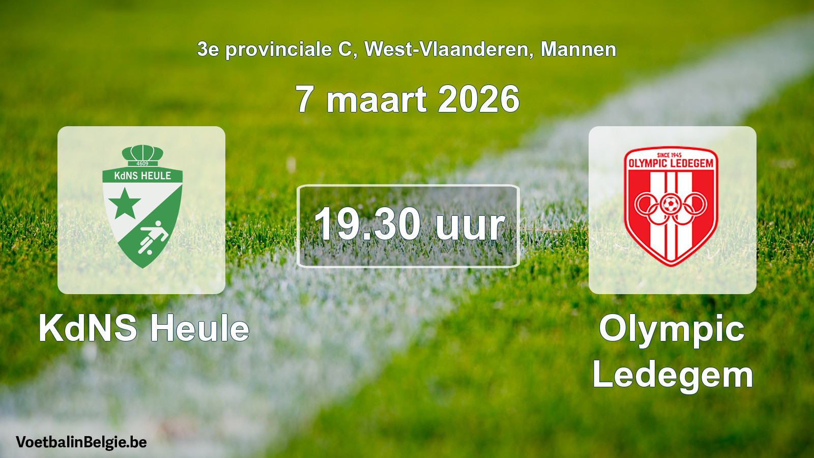 Scheduled match men football: KdNS Heule - Olympic Ledegem (7 March 2026)