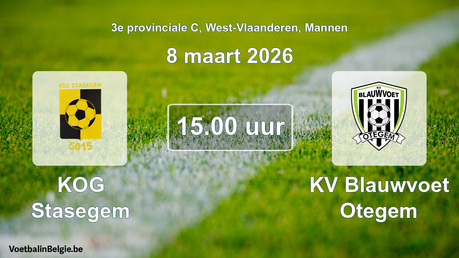 Scheduled match men football: KOG Stasegem - KV Blauwvoet Otegem (8 March 2026)
