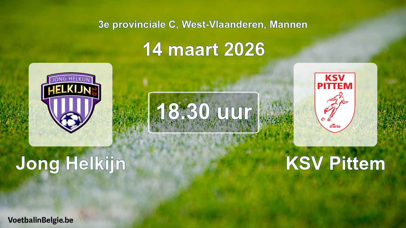 Scheduled match men football: Jong Helkijn - KSV Pittem (14 March 2026)
